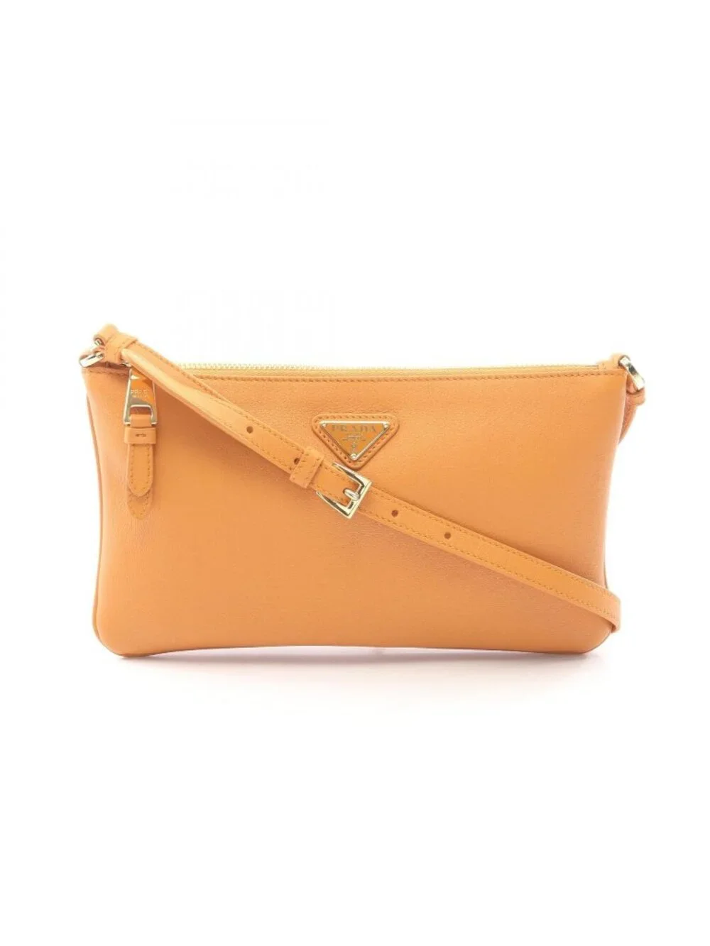 Prada Shoulder Bag Soft Grain Orange Leather Triangle Logo